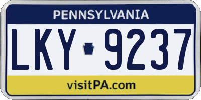 PA license plate LKY9237