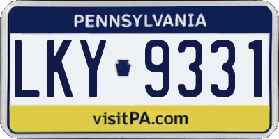 PA license plate LKY9331