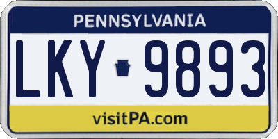 PA license plate LKY9893
