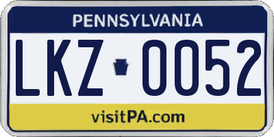 PA license plate LKZ0052
