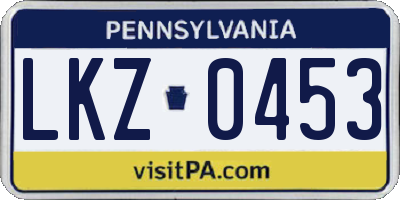 PA license plate LKZ0453