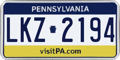 PA license plate LKZ2194