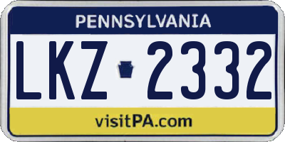 PA license plate LKZ2332