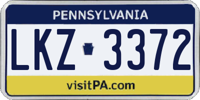 PA license plate LKZ3372
