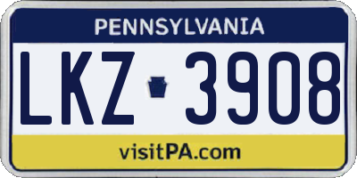 PA license plate LKZ3908