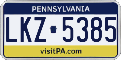 PA license plate LKZ5385