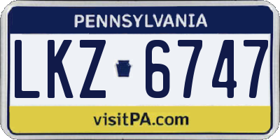 PA license plate LKZ6747