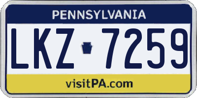 PA license plate LKZ7259