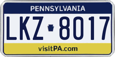PA license plate LKZ8017