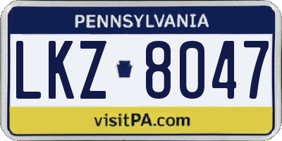 PA license plate LKZ8047