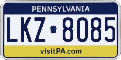 PA license plate LKZ8085
