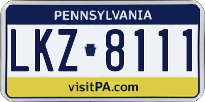 PA license plate LKZ8111
