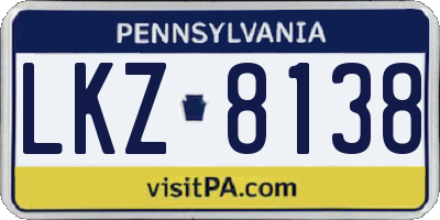PA license plate LKZ8138
