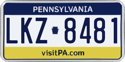 PA license plate LKZ8481