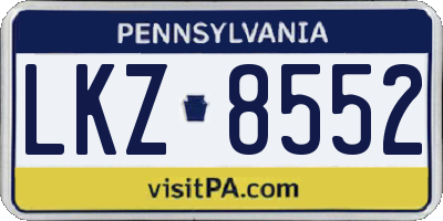 PA license plate LKZ8552
