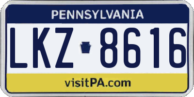 PA license plate LKZ8616
