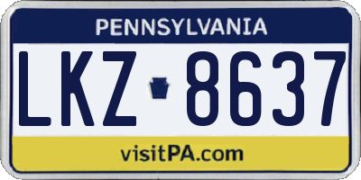 PA license plate LKZ8637