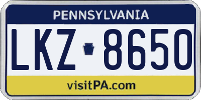 PA license plate LKZ8650