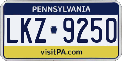PA license plate LKZ9250