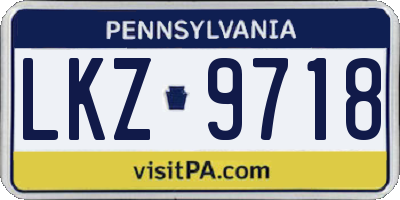 PA license plate LKZ9718