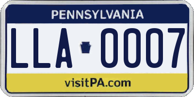 PA license plate LLA0007