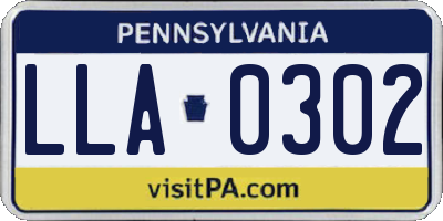 PA license plate LLA0302