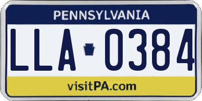 PA license plate LLA0384