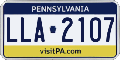 PA license plate LLA2107