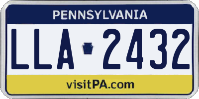 PA license plate LLA2432