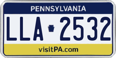 PA license plate LLA2532