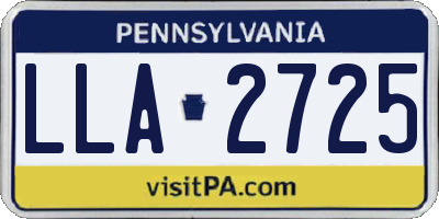 PA license plate LLA2725