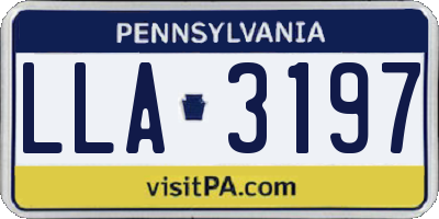 PA license plate LLA3197