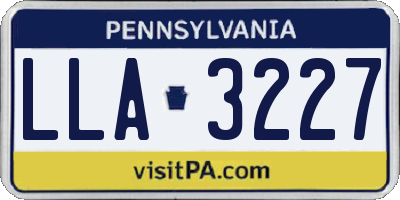 PA license plate LLA3227