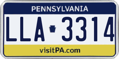 PA license plate LLA3314