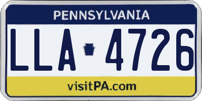 PA license plate LLA4726