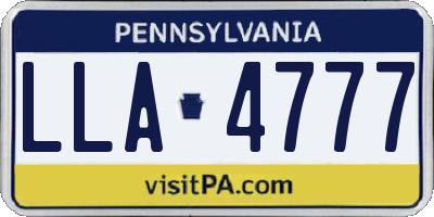 PA license plate LLA4777