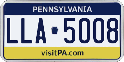 PA license plate LLA5008