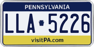 PA license plate LLA5226