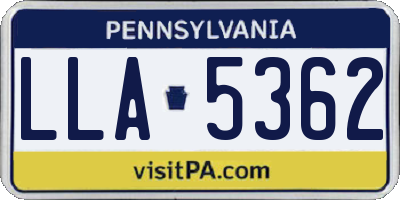 PA license plate LLA5362