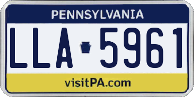 PA license plate LLA5961