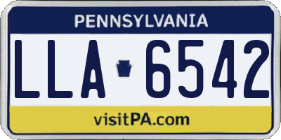 PA license plate LLA6542