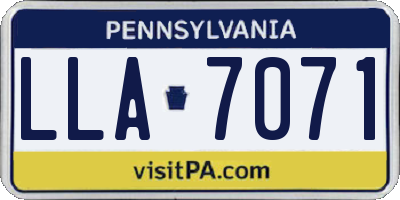 PA license plate LLA7071