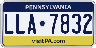 PA license plate LLA7832