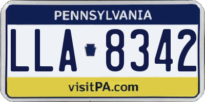 PA license plate LLA8342