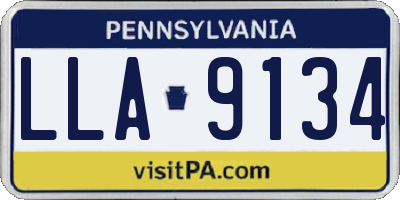 PA license plate LLA9134