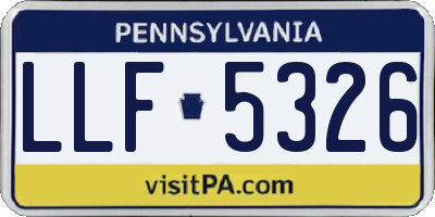 PA license plate LLF5326