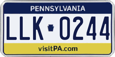 PA license plate LLK0244