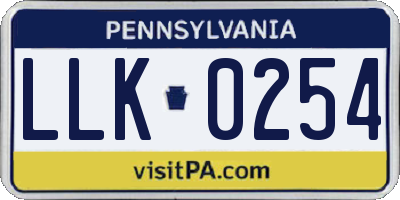 PA license plate LLK0254