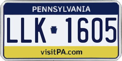 PA license plate LLK1605