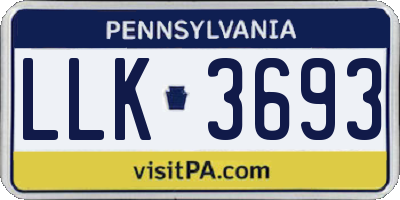 PA license plate LLK3693
